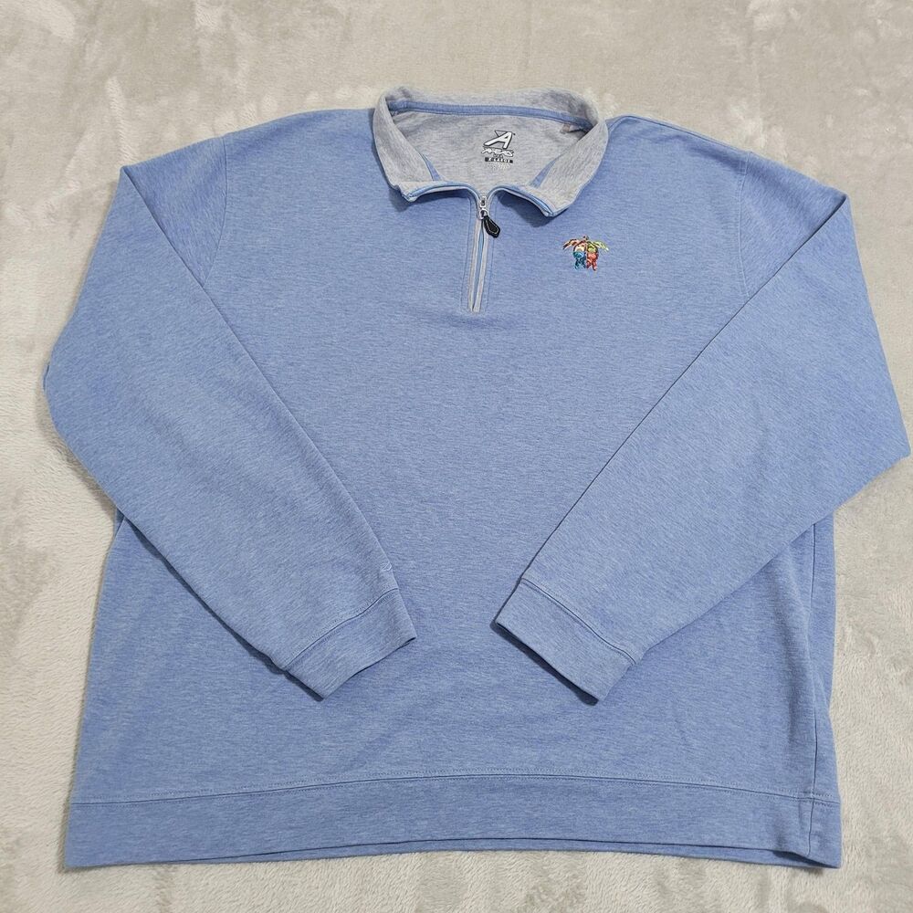 Ahead Sweatshirt Mens XL Blue 1/4 Zip Fleece Golf Pullover Embroidered Logo